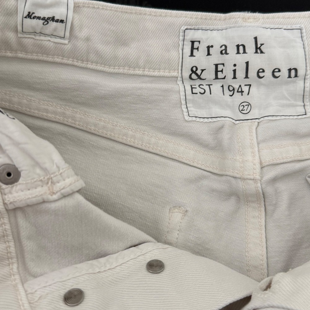 Frank & Eileen Monaghan Straight Leg Jeans Women 27 High Rise White Quiet Luxury - Picture 6 of 16